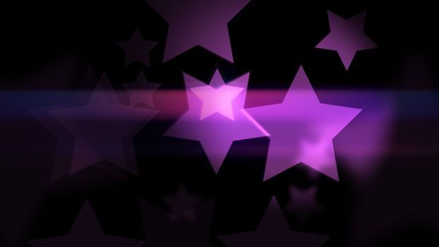 Amazing bokeh effect in star shaped on the dark background. Stars smooth Glowing and glittering. 2d rendering backdrop.