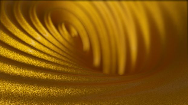 3d illustration of a golden wavy fluid in extremely shallow depth of fields.