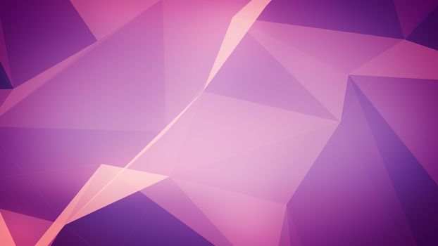 3d illustration of pinky background of triangles connected with each other. 