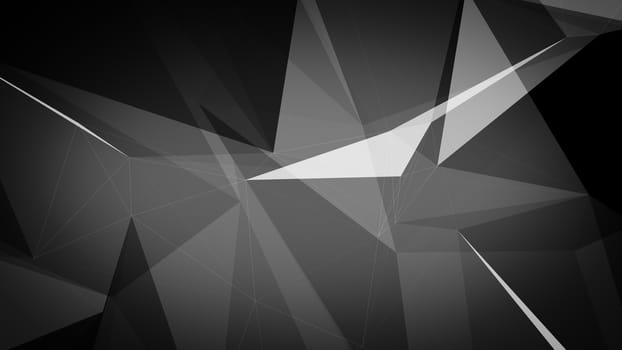 3d illustration of a dark grey triangles background.