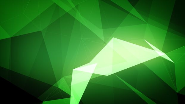 3d illustration of a green triangles background.