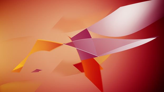 Abstract elements on an orange background. 3d illustration.