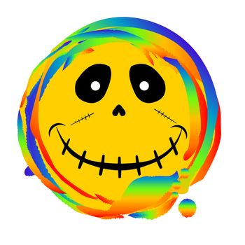 Emoji smiley zombie face web button set on a rainbow