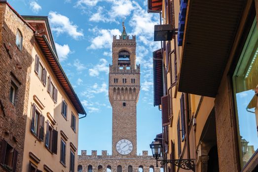 The Palazzo Vecchio Old Palace a Massive Romanesque Fortress Palace, is the Town Hall of Florence, Italy