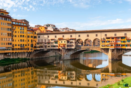 View of the Ponte Vecchio bridge in Florence. Italy