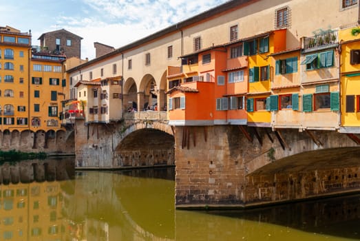 Details of the famous Old Bridge in Florence Ponte Vecchio, Italy .