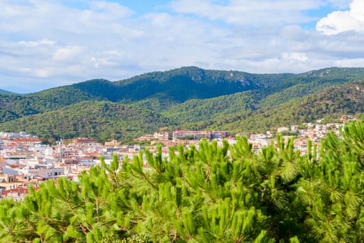 Tossa de mar, Costa Brava, Spain: Old Town with blue sky.