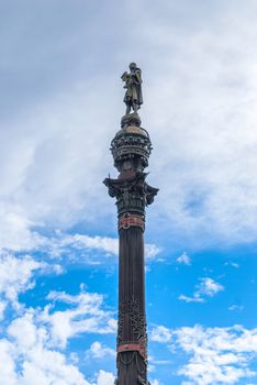 Monument of Christopher Columbus in the harbour of Barcelona, at the end of the famous street Las Ramblas.Catalonia, Spain