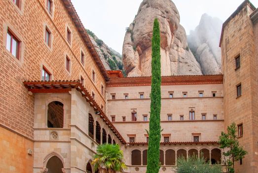 Montserrat Monastery, a spectacularly beautiful Benedictine Abbey high up in the mountains near Barcelona, Catalonia, Spain
