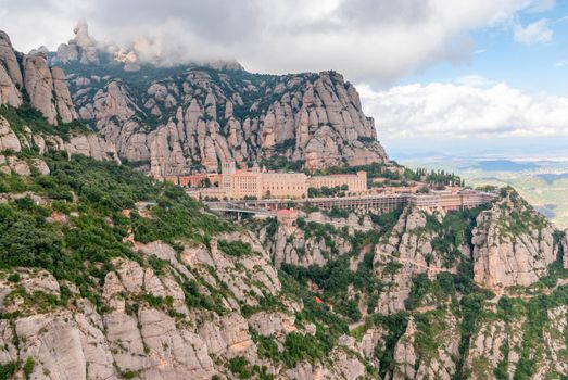 Santa Maria de Montserrat Abbey in Monistrol de Montserrat, Catalonia, Spain. Famous for the Virgin of Montserrat.