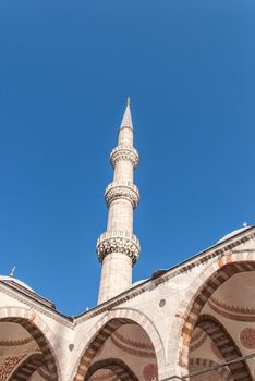 Minaret of Blue Mosque, Sultanahmet Camii , Istanbul Turkey