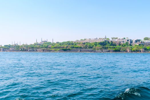 Topkapi palace, Blue mosque and Hagia Sophia before marmara sea Istanbul Turkey