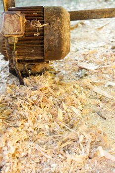 Wood chips Flakes and sawdust or fiber used as raw materials in the production of wood pellets background. .For your design