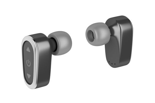 Black wireless in-ear headphones isolated on white 