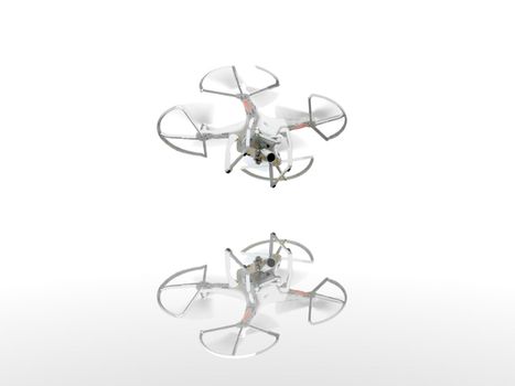 white camera drone on white background - 3d rendering