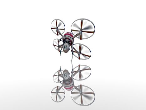 white camera drone on white background - 3d rendering