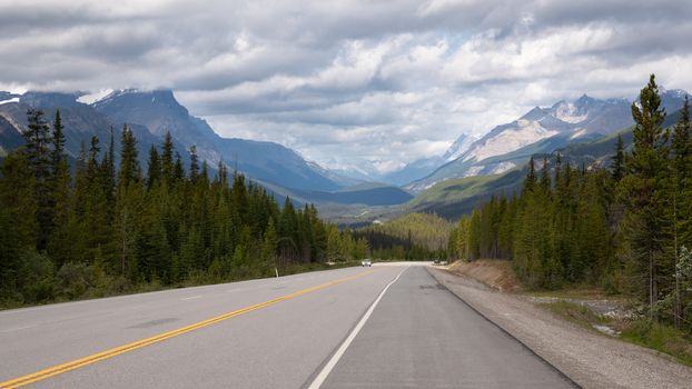 Panoramic image of the Icefield Parkway, Banff National Park, Alberta, Canada