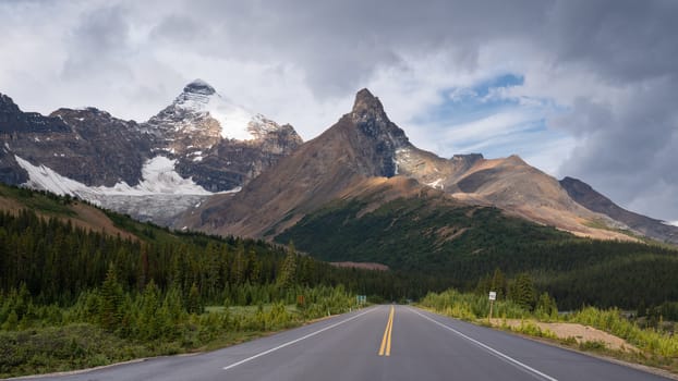 Panoramic image of the Icefield Parkway, Jasper National Park, Alberta, Canada