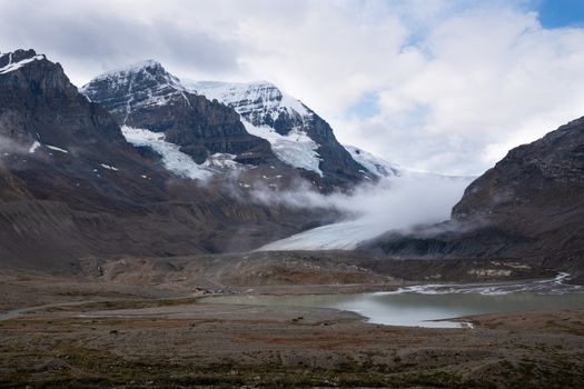 Panoramic image of the Columbia Icefield, Icefield Parkway, Jasper National Park, Alberta, Canada