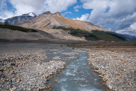 Panoramic image of the Columbia Icefield, Icefield Parkway, Jasper National Park, Alberta, Canada