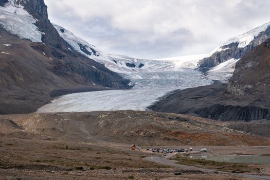 Panoramic image of the Columbia Icefield, Icefield Parkway, Jasper National Park, Alberta, Canada