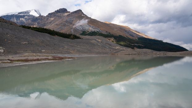 Panoramic image of the Columbia Icefield, Icefield Parkway, Jasper National Park, Alberta, Canada