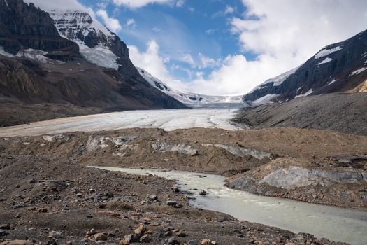 Panoramic image of the Columbia Icefield, Icefield Parkway, Jasper National Park, Alberta, Canada