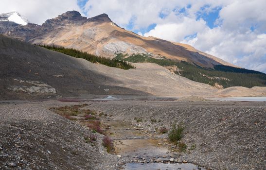 Panoramic image of the Columbia Icefield, Icefield Parkway, Jasper National Park, Alberta, Canada