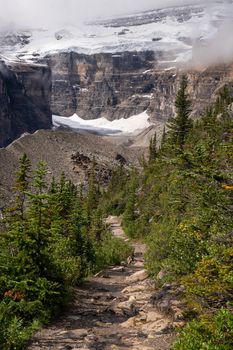 Hiking trail within the Rocky Mountains close to Lake Louise, Banff National Park, Alberta, Canada