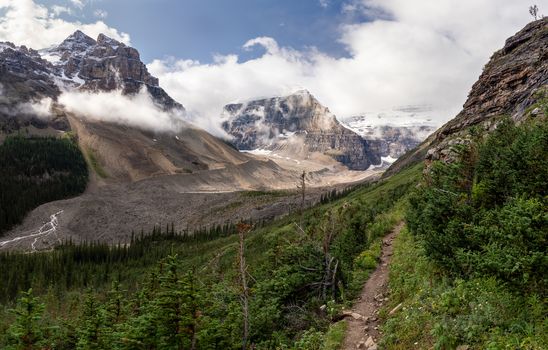 Hiking trail within the Rocky Mountains close to Lake Louise, Banff National Park, Alberta, Canada