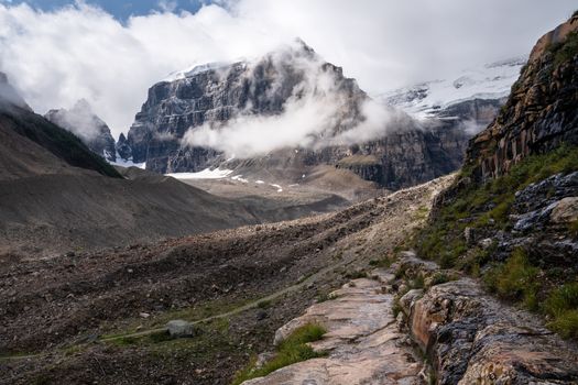 Hiking trail within the Rocky Mountains close to Lake Louise, Banff National Park, Alberta, Canada
