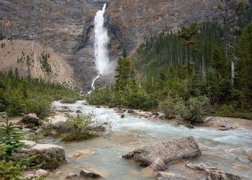 Image of the Takakkaw Falls, the second largest falls of Canada within the Yoho National Park, British Columbia