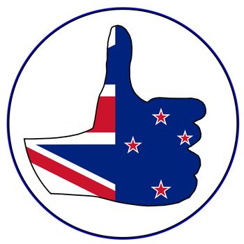 New Zealand flag hand giving the thumbs up sign all over a white background