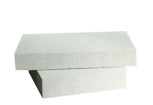 Lightweight construction brick isolated on white. Lightweight foamed gypsum block isolated on white