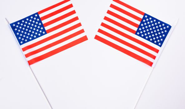 Martin luther king day, flat lay top view, American flag on white background with copy space for your text