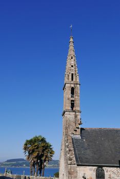 Landevenec church in finistere. Discovery of Brittany, France.