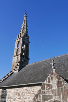Landevenec church in finistere. Discovery of Brittany, France.