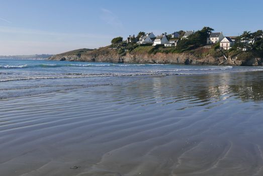 sand yachting on the beach of Pentrez in finistere. sandy beach in Brittany