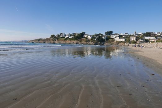sand yachting on the beach of Pentrez in finistere. sandy beach in Brittany