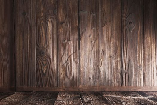 Dark wood panels corner background with copy space for text