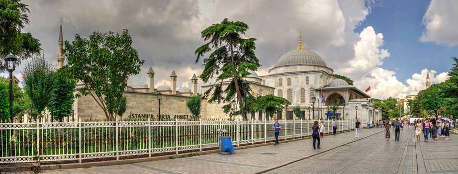 Istambul, Turkey – 07.12.2019. Tomb of Sultan Ahmet on a cloudy summer day, Istanbul, Turkey