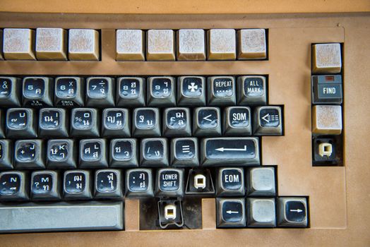 Keyboard of an old typewriter.worn-out,obsolete