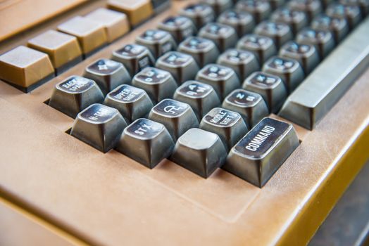 Keyboard of an old typewriter.worn-out,obsolete