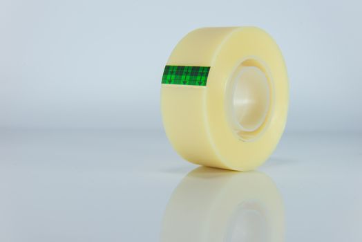 Sticky tape roll on white background.