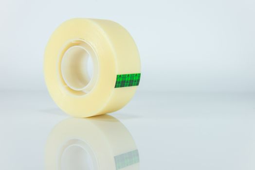Sticky tape roll on white background.