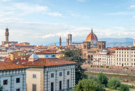 Beautiful view on hart of amazing Florence city and the Cathedral at sunrise, Florence, Italy