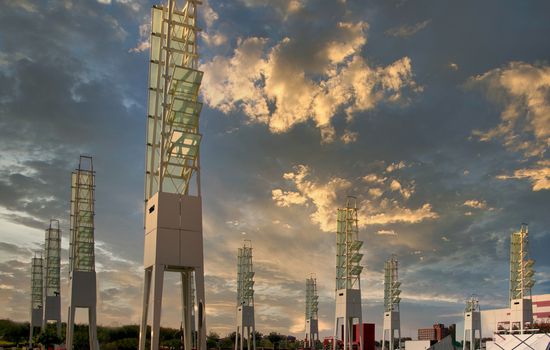 Solar Power Towers in Urban Park