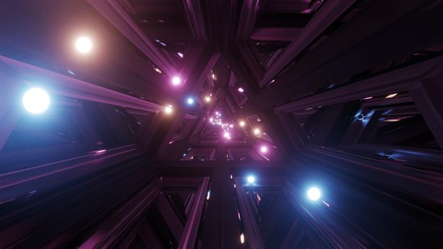 glowing spheres fly throgh tunnel corridor with glass windows 3d illustrations backgrounds wallpaper graphic artwork, flying glowing sphere particles 3d rendering design