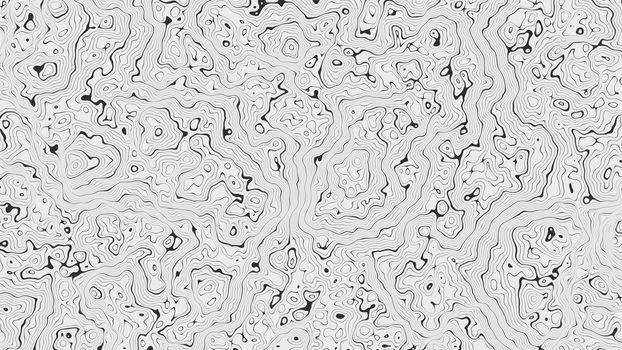 Abstract texture that looks like a topographical map. Black lines on a white background. 3D illustration