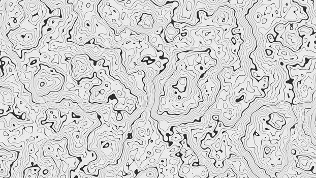 Abstract texture that looks like a topographical map. Black lines on a white background. 3D illustration